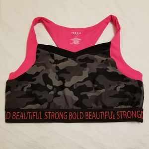 Torrid Grey camo sports bra with pink lining